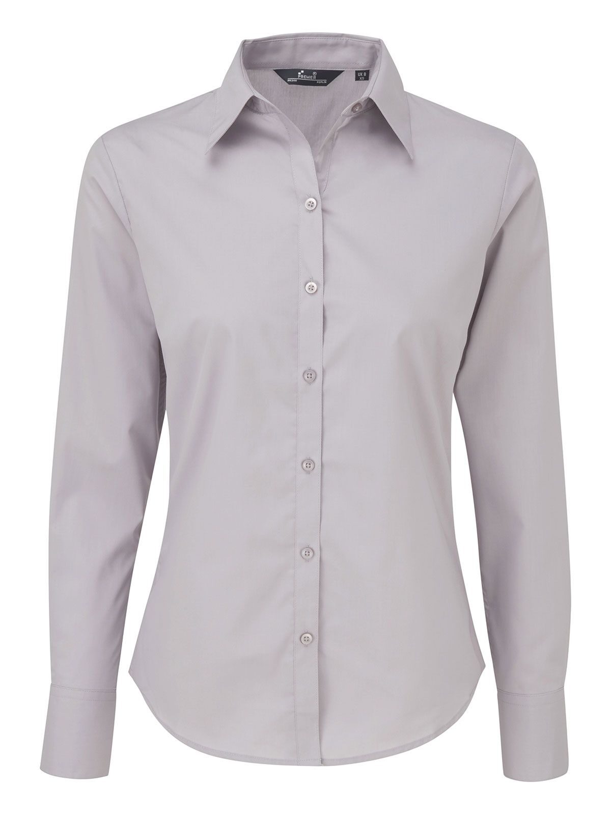 Damesblouse met lange mouwen van poplin - SILV - Zilver
