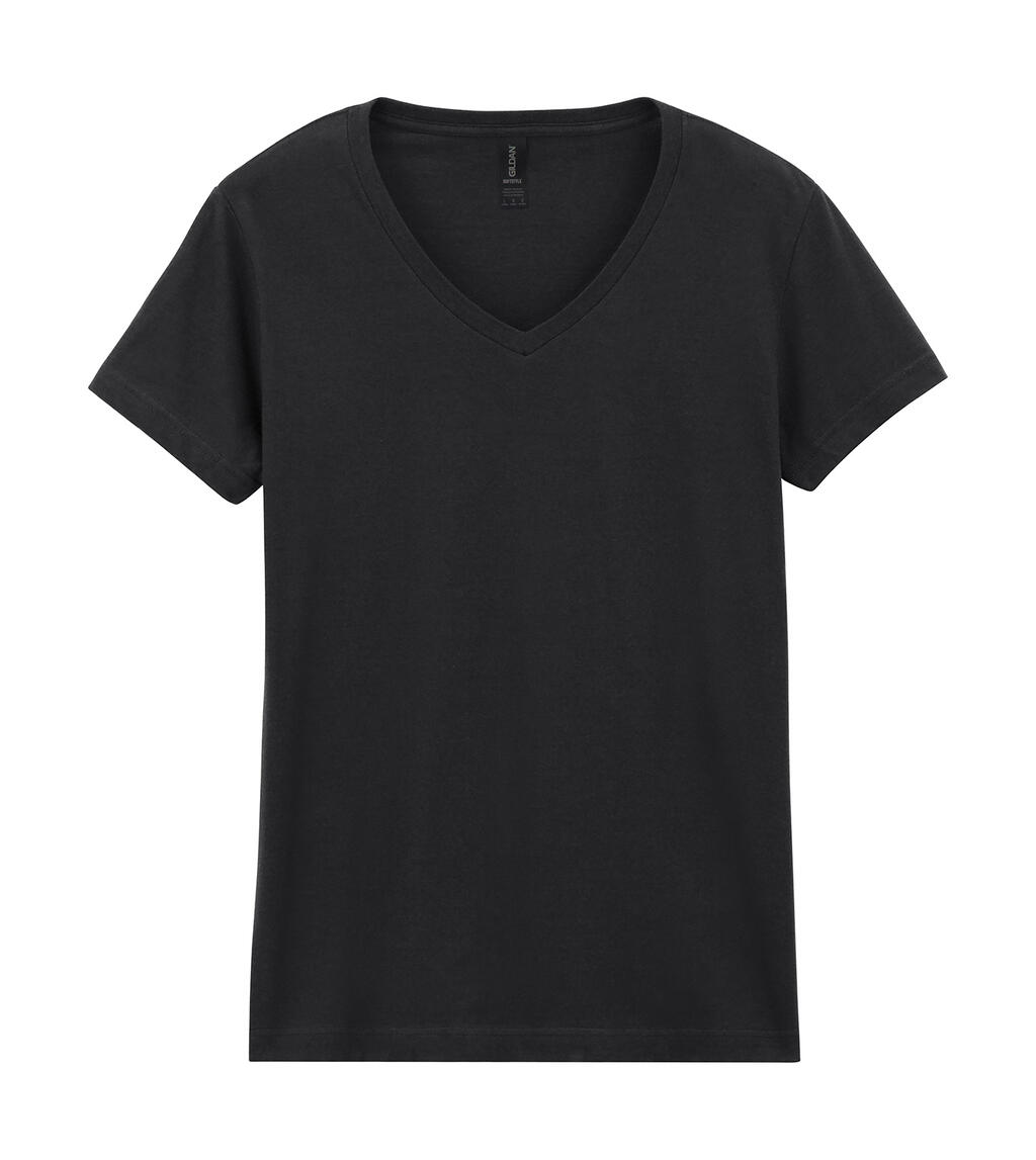 Softstyle® Dames T-shirt met V-hals - 36 - Zwart