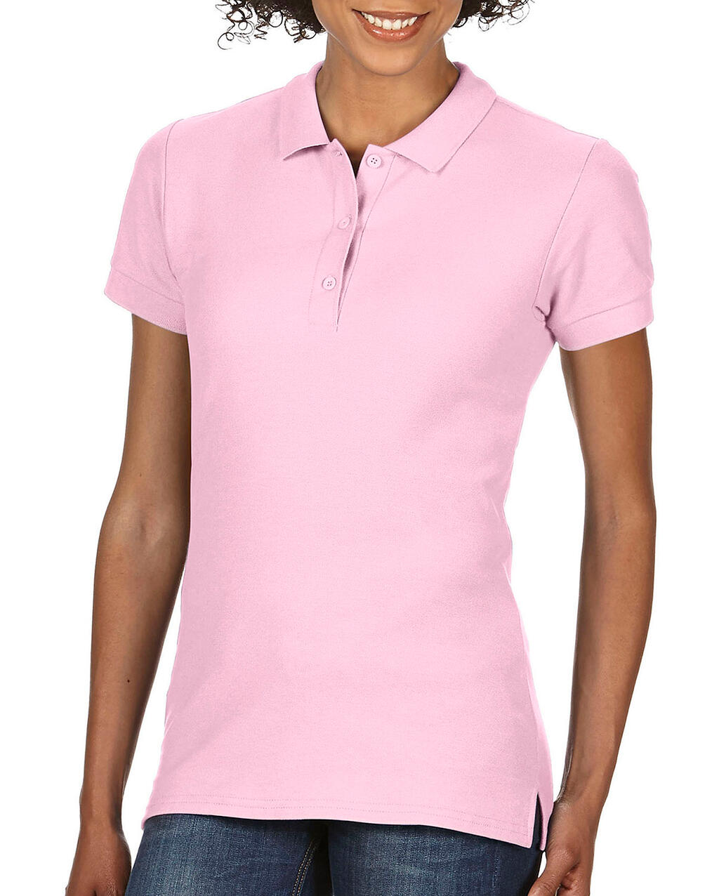 Women's Premium Cotton Double Piqué Polo Shirt - 20 - Light Pink