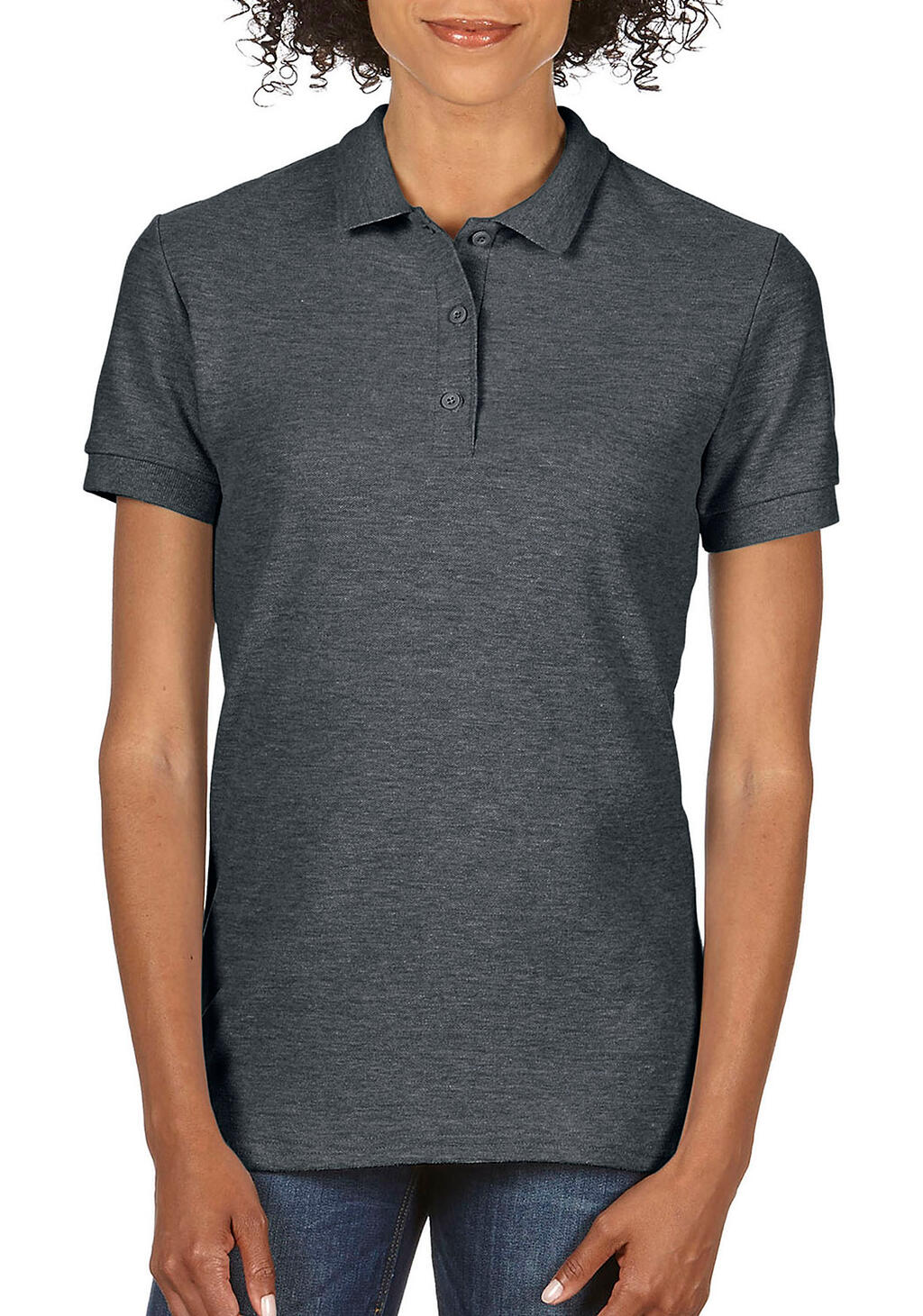 Women's Premium Cotton Double Piqué Polo Shirt - 108 - Dark Heather